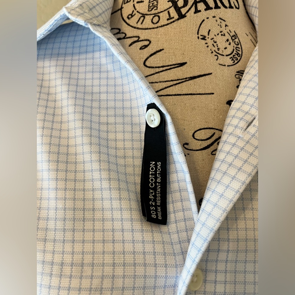 NWT Pronto Uomo size 15 34/35 Non-Iron Blue & White Dress Shirt Men’s Warehouse